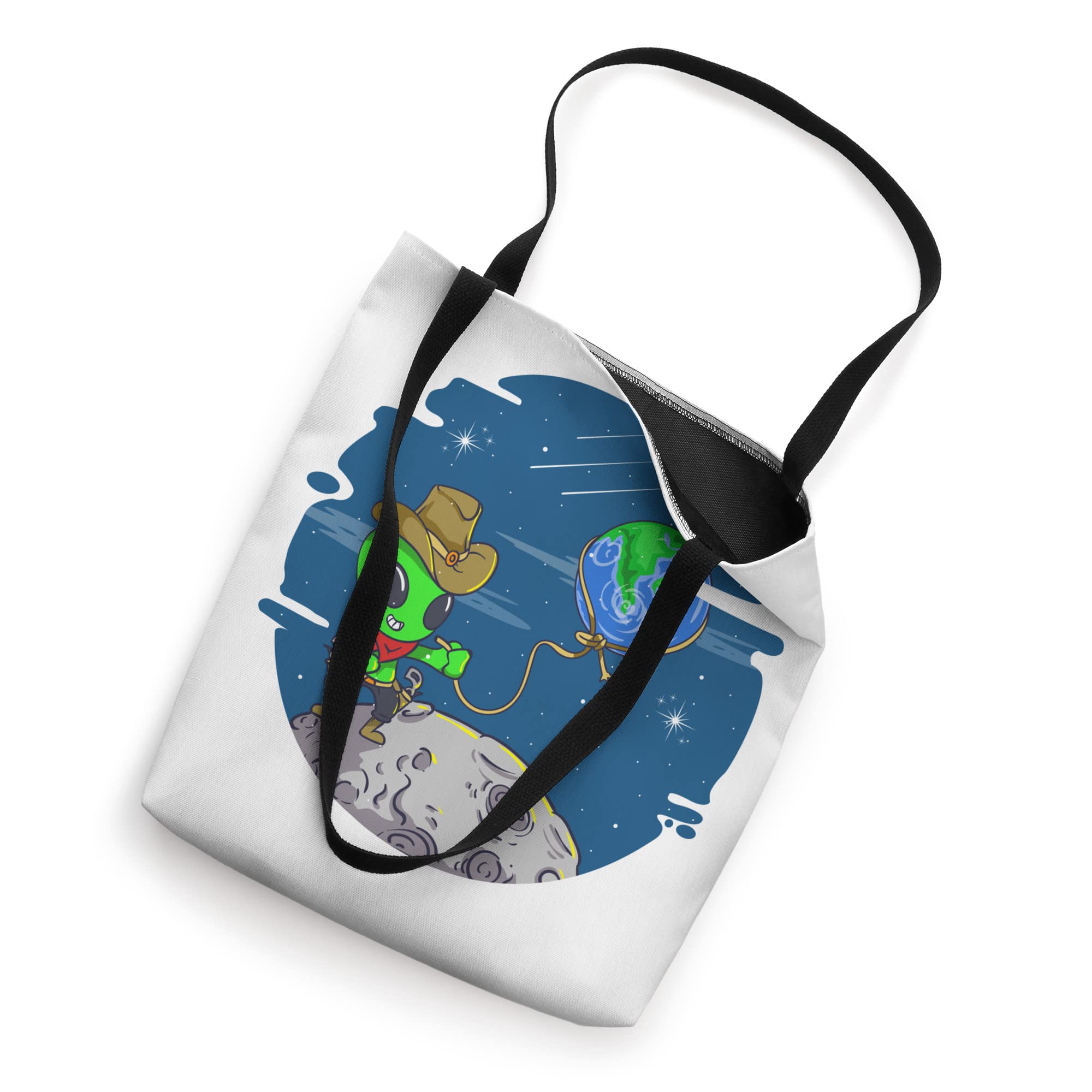 Funny Alien Cowboy Lasso Rope Earth Outerspace Galaxy Boys Tote Bag