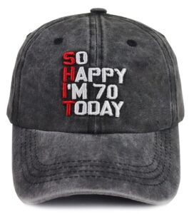 funny 70th birthday gifts for women men, 70 year old man retirement hat, vintage 70 baseball cap gag gifts for dad mom grandpa and grandma black