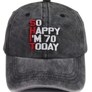 Funny 70th Birthday Gifts for Women Men, 70 Year Old Man Retirement Hat, Vintage 70 Baseball Cap Gag Gifts for Dad Mom Grandpa and Grandma Black