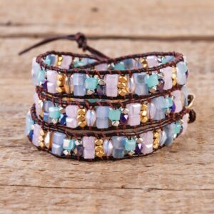 YGLINE Handmade 3 Wrap Bracelet Crystal Leather Boho Bracelets Jewelry