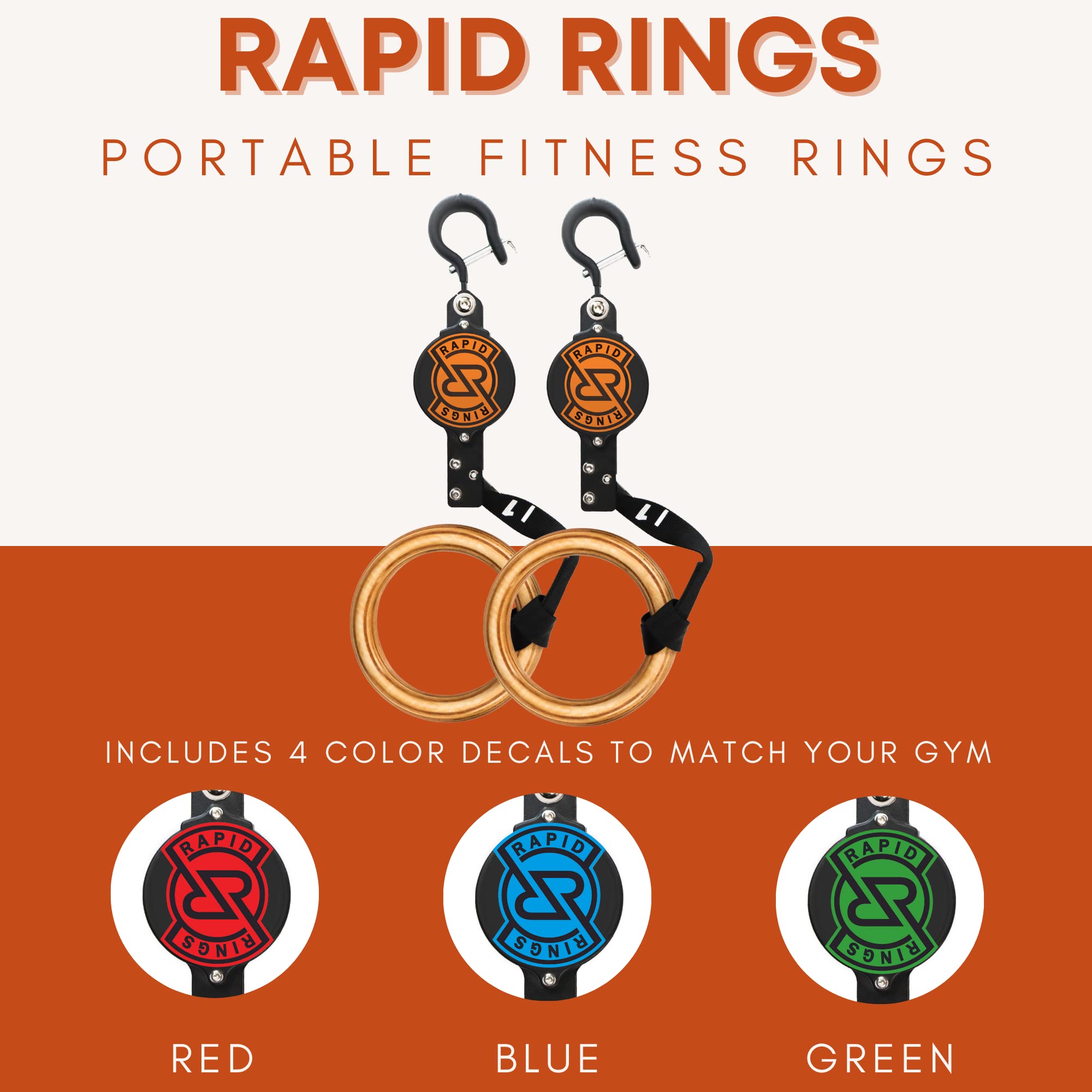 Rapid Ring Sports Gymnastic Rings with Adjustable Straps