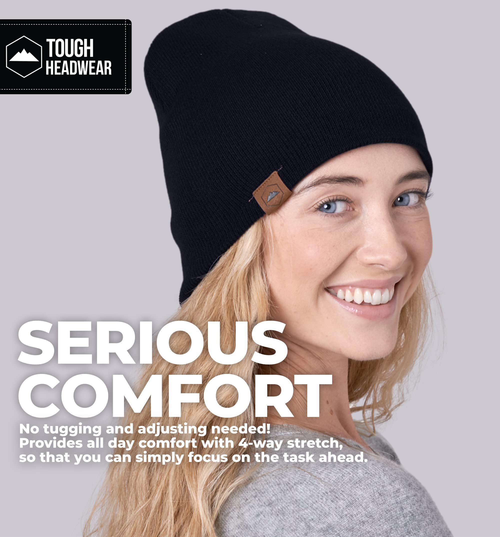 Tough Headwear Daily Knit Beanie - Beanies Hats for Men - Winter Hats for Men & Women - Warm Knitted Hats for Cold Weather & Stocking Cap