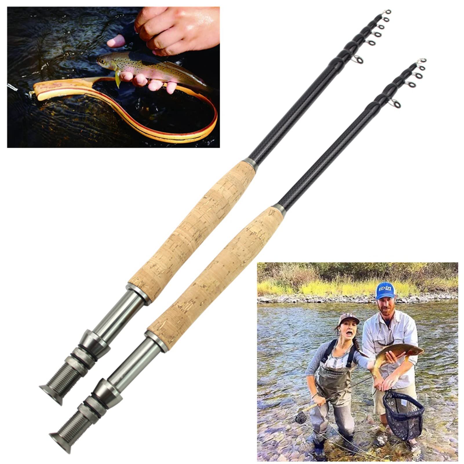 KANGL European and American Popular Portable Shrinkage Fly Carbon Carbon Wooden Handle Fishing Rod Road subrupted Dog Fish (Size : 3.0)