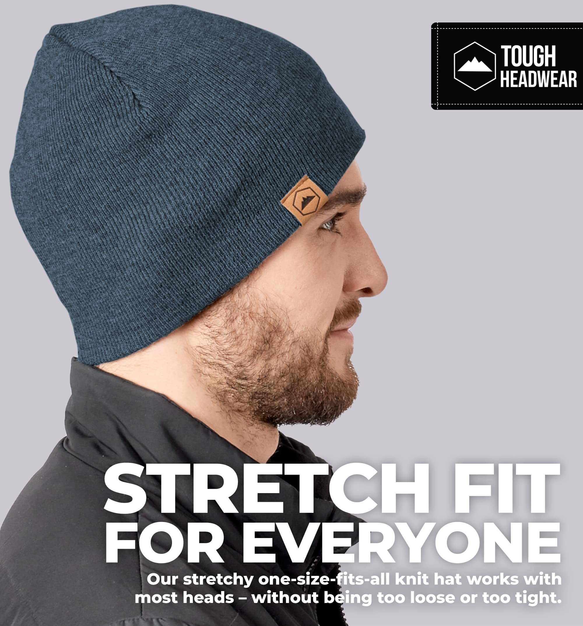 Tough Headwear Daily Knit Beanie - Beanies Hats for Men - Winter Hats for Men & Women - Warm Knitted Hats for Cold Weather & Stocking Cap