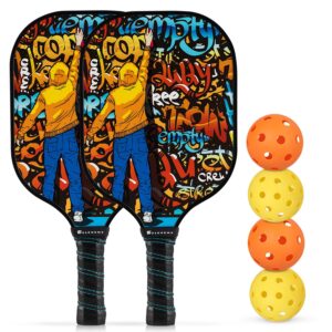 pickleball paddles set, usapa pickleball paddle, fiberglass surface polypropylene honeycomb core ergonomic cushion grip, lightweight pickleball portable carry bag