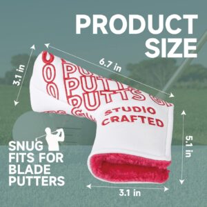 Studio Crafted 0 Putts Given Golf Blade Putter Cover Magnetic Closure (White)