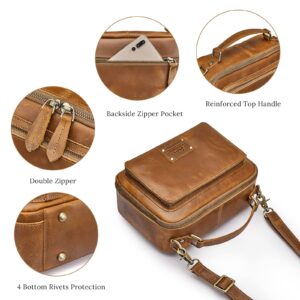 S-ZONE Genuine Leather Crossbody Purses for Women Vintage Top Handle Handbags Shoulder Bag