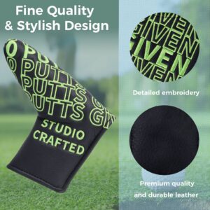 Studio Crafted 0 Putts Given Golf Blade Putter Cover Magnetic Closure (Black)