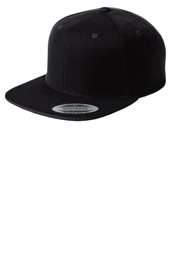 Sport-Tek® Flat Bill Snapback Cap STC19 / Custom Hats/Embroidery Hats/Monogram Hats/Custom Snapback/Custom Embroidery (Black)