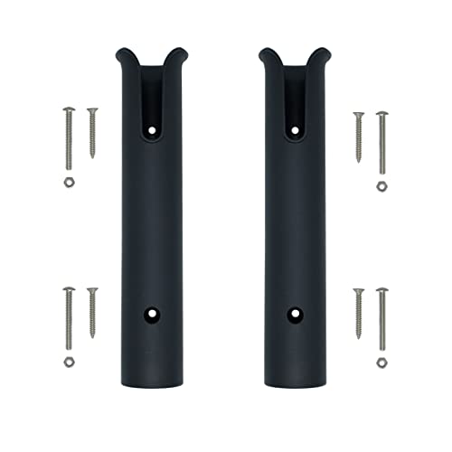 Wall Mounted Fishing Rod Holders Tubes Links Fishing Rod Holder Rack Rests (2-TUBE Black-HiUmi)