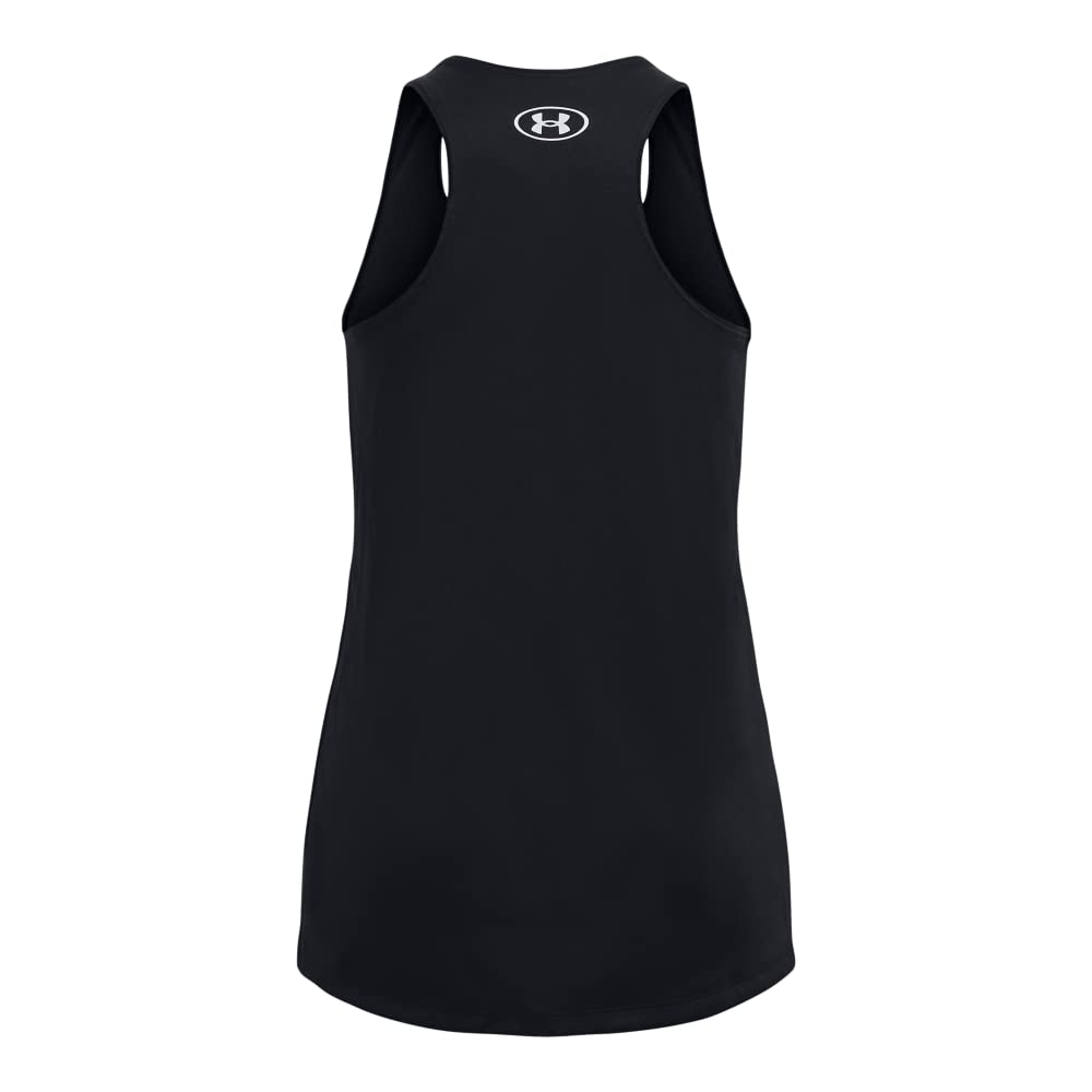 Under Armour Girls' Tech Big Logo Tank, (002) Black/Gray Mist/Rebel Pink, Youth X-Small