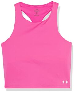 under armour girls motion crop tank top, (652) rebel pink / / pink sugar, medium