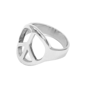 STBZCXH Fashion Peace Ring Stainless Steel Charm Jewelry Classic World Peace Sign Biker Men Women Ring Gift (7)