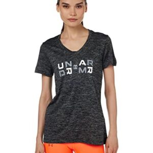 Under Armour Women's Tech Twist Graphic Short Sleeve T-Shirt, (001) Black Medium Heather/White/Steel, XX-Large