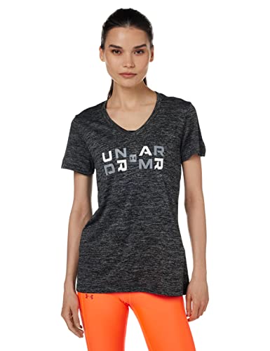 Under Armour Women's Tech Twist Graphic Short Sleeve T-Shirt, (001) Black Medium Heather/White/Steel, XX-Large