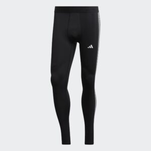 adidas Men's Techfit 3-Stripes Training Long Tights, Black, Large