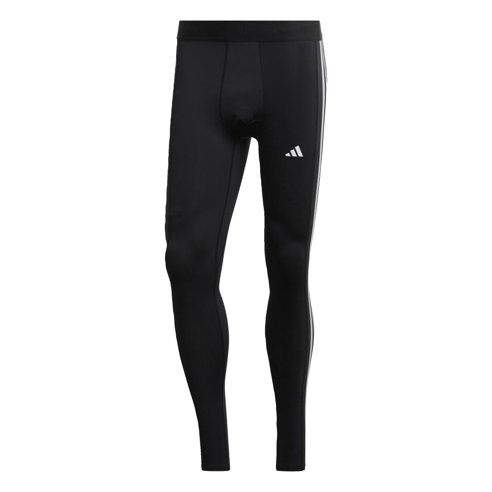 adidas Men's Techfit 3-Stripes Training Long Tights, Black, Large