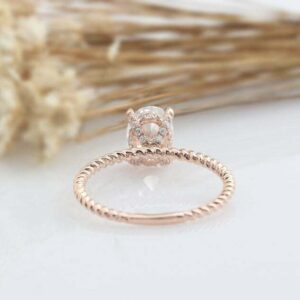 BeBold 1.5ct Oval Cut Simulated Diamond CZ Engagement Ring for Women Twist Rope Style Rose Gold Plated