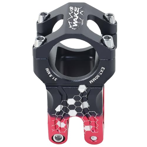 31.8 Stem 50mm Bike Stem Mountain Bike Stem Short Handlebar Stem for Most Bicycle, Road Bike, MTB, BMX, Fixie Gear, Cycling (Aluminum Alloy, Black Red)