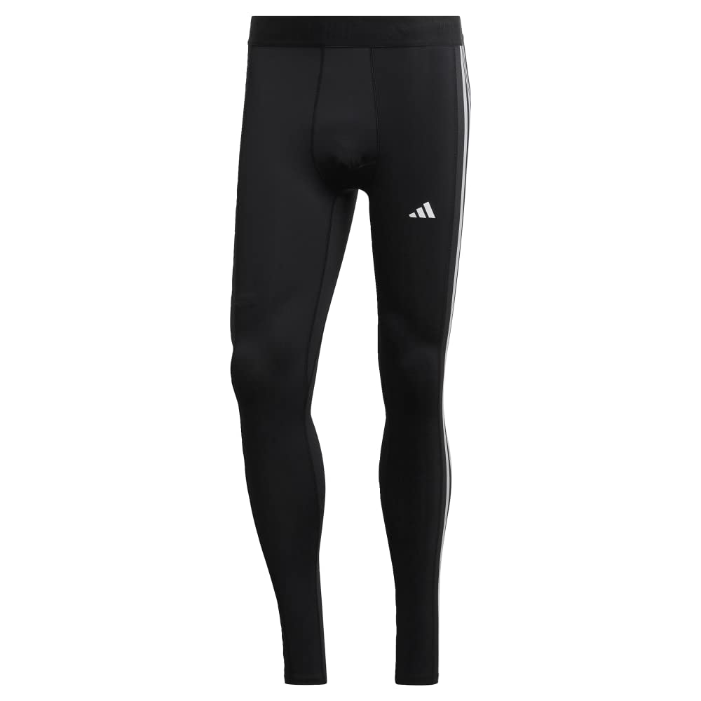 adidas Men's Techfit 3-Stripes Training Long Tights, Black, Large