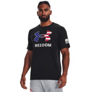 under armour men's new freedom logo t-shirt, (003) black / / white, 3x-large