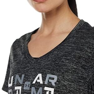 Under Armour Women's Tech Twist Graphic Short Sleeve T-Shirt, (001) Black Medium Heather/White/Steel, XX-Large