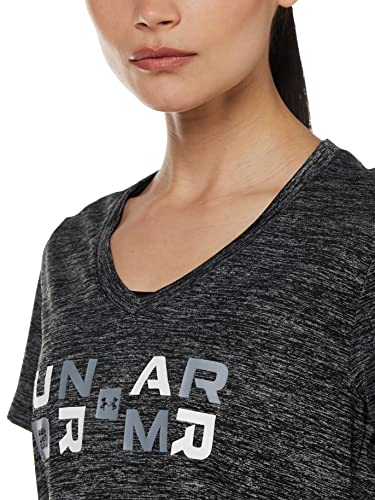 Under Armour Women's Tech Twist Graphic Short Sleeve T-Shirt, (001) Black Medium Heather/White/Steel, XX-Large