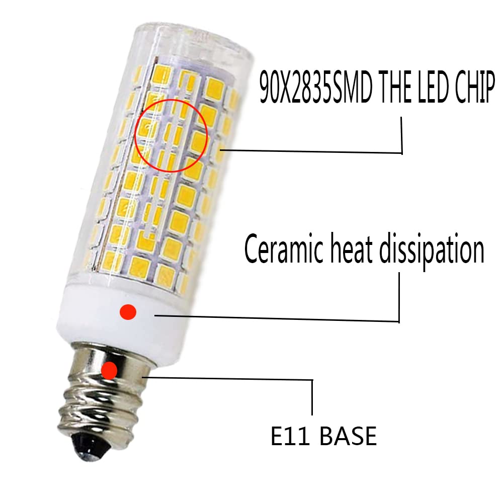 通用 E11 led Bulb 75w 100w Halogen Bulbs Replacement, JD T4 e11 Mini Candelabra Base 110V 120V 130 Voltage Input Light Bulbs, Pack of 4 (Daylight 6000K)