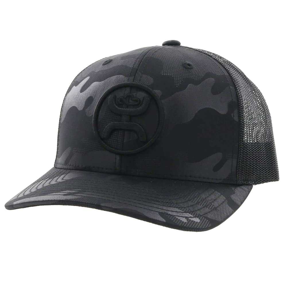 HOOEY O Classic 6-Panel Adjustable Trucker Hat w/Logo (Camo/Black)