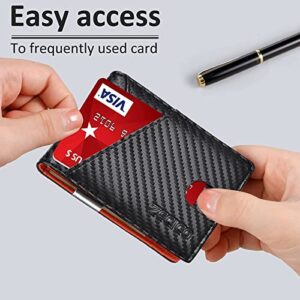 ZECICO Mens Slim Wallet Money Clip: Bifold Leanther Wallets RFID Blocking Front Pocket Wallets Credit Card Holder with ID Window Gifts for Men