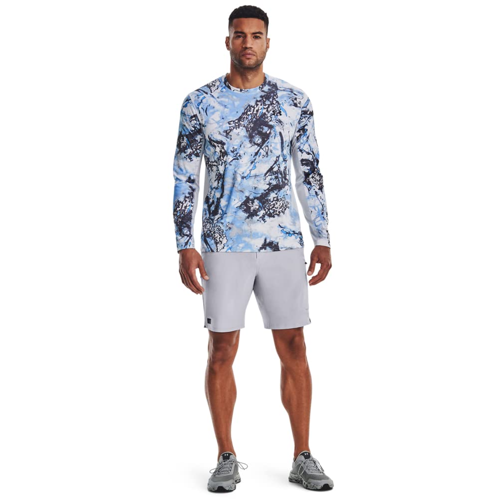 Under Armour Men's Iso-Chill Shore Break Camo T-Shirt, (100) White/Carolina Blue/Black, X-Large