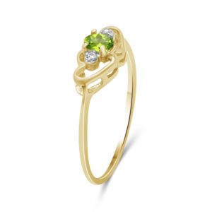 JEWELEXCESS 0.18 CTW Peridot & Accent White Diamonds Ring in 14K Gold Over Silver