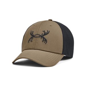 under armour men's outdoor antler trucker hat, (251) bayou/black/black, one size fits most