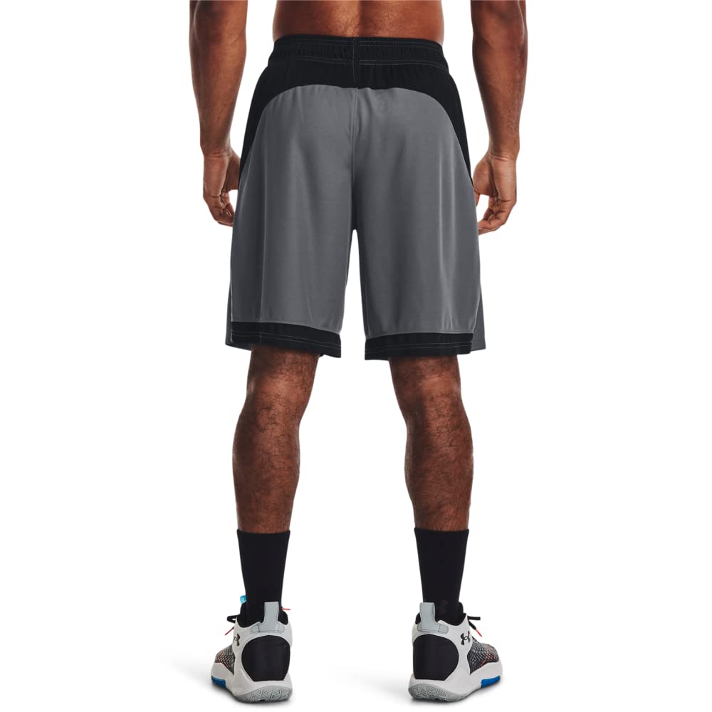 Under Armour Men's Baseline Basketball 10-Inch Shorts, (012) Pitch Gray/Black/Black, Medium