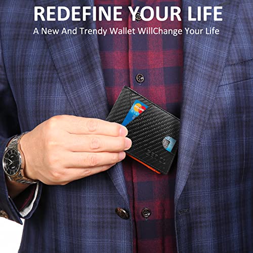 ZECICO Mens Slim Wallet Money Clip: Bifold Leanther Wallets RFID Blocking Front Pocket Wallets Credit Card Holder with ID Window Gifts for Men