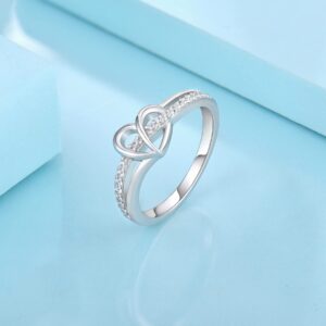 JO WISDOM Infinity Heart Statement Rings for Women 925 Sterling Silver Size 8