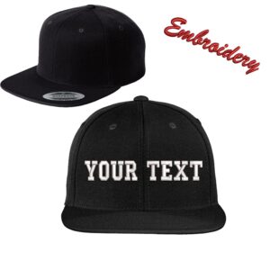 Sport-Tek® Flat Bill Snapback Cap STC19 / Custom Hats/Embroidery Hats/Monogram Hats/Custom Snapback/Custom Embroidery (Black)