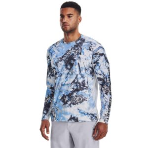 under armour men's iso-chill shore break camo t-shirt, (100) white/carolina blue/black, x-large