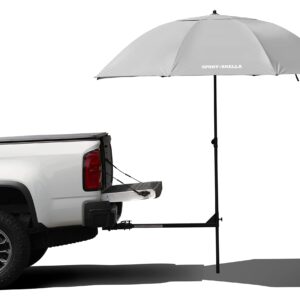 Sport-Brella Umbrella with Holder and Stand That Fits into Trailer Hitch for Tailgates, Grey