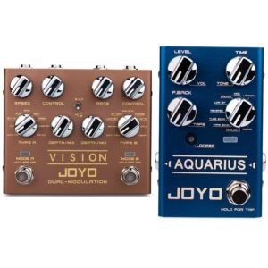 joyo r-09 dual channel modulation multi effects pedal bundle with r-07 digital delay pedal for electric guitar