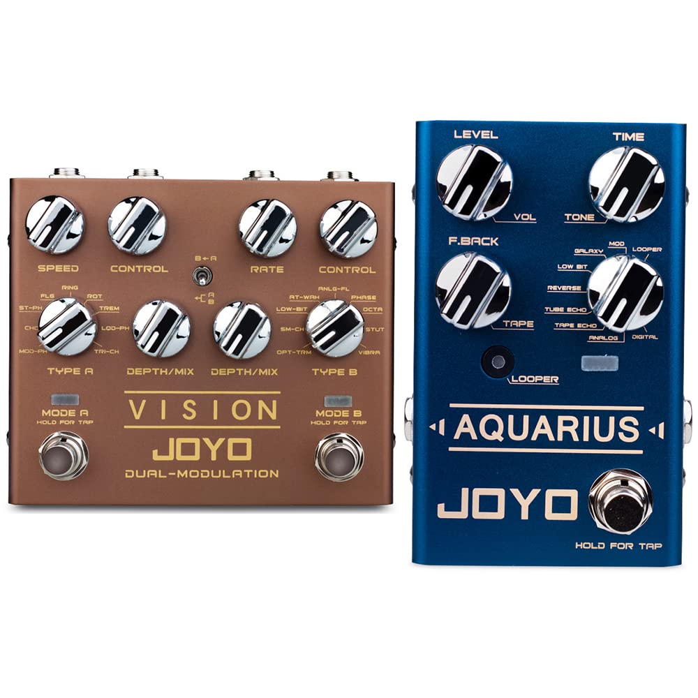 JOYO R-09 Dual Channel Modulation Multi Effects Pedal Bundle with R-07 Digital Delay Pedal for Electric Guitar