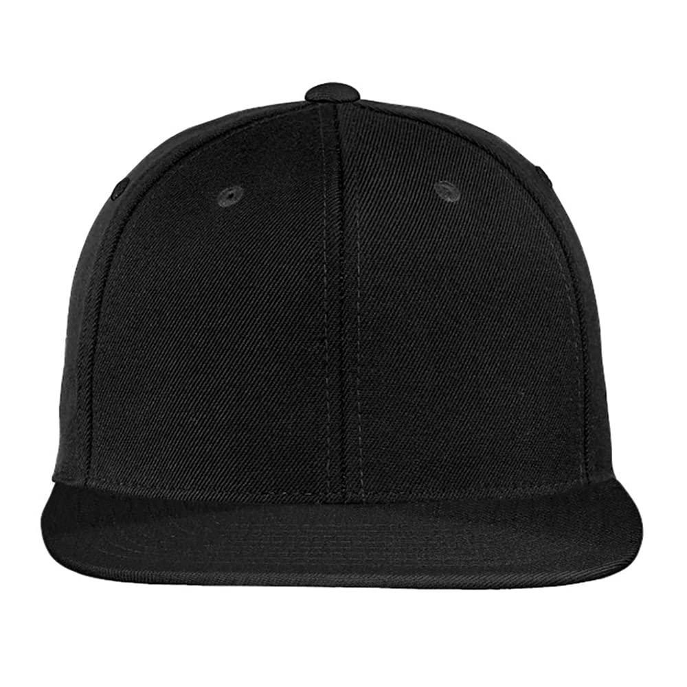 Sport-Tek® Flat Bill Snapback Cap STC19 / Custom Hats/Embroidery Hats/Monogram Hats/Custom Snapback/Custom Embroidery (Black)