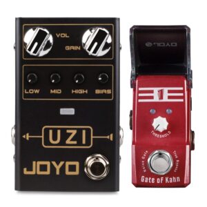 JOYO R-03 UZI R Series Distortion Heavy Metal Pedal Bundle with JF-324 Gate of Kahn Noise Gate Mini Pedal for Electric Guitar Effects