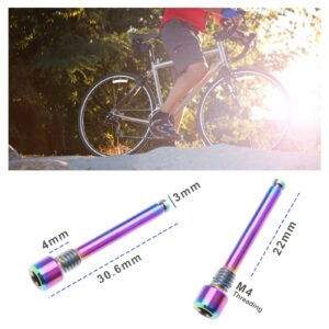 SING F LTD 2PCS M4 Titanium Bolts for Bicycle Disc Brake Pad Threaded Pin Inserts Screw Disc Brake Pad Pin Axle for Threaded Hydraulic Disk Caliper Dazzle Color