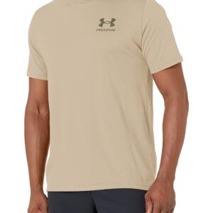 Under Armour Men's New Tactical Freedom Spine T-Shirt, (290) Desert Sand / / Marine OD Green, Large