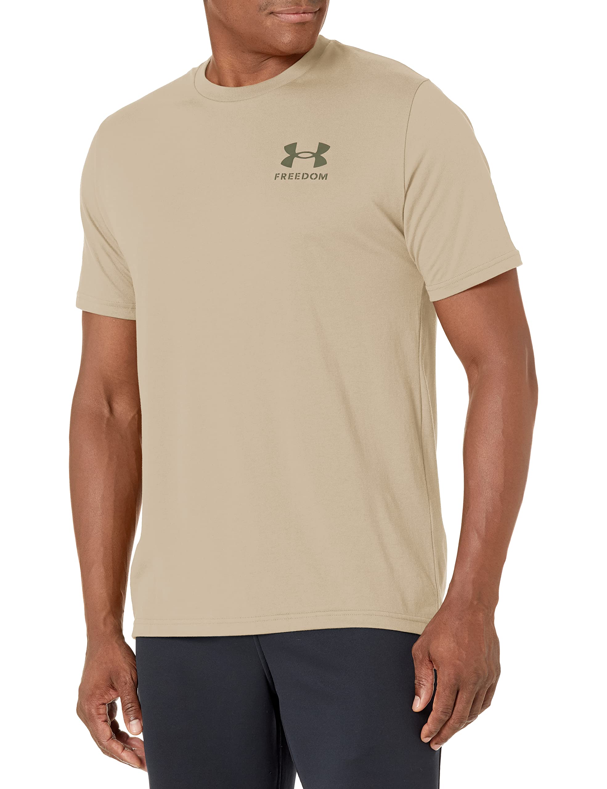 Under Armour Men's New Tactical Freedom Spine T-Shirt, (290) Desert Sand / / Marine OD Green, Large