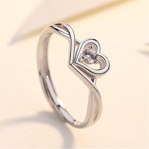 Edil Fantas Cute Heart Zircon Rings, Engagement Ring, Wedding & Anniversary Ring, 1Ct S925 Adjustable Wedding Band Gift for Women(Cute Heart)