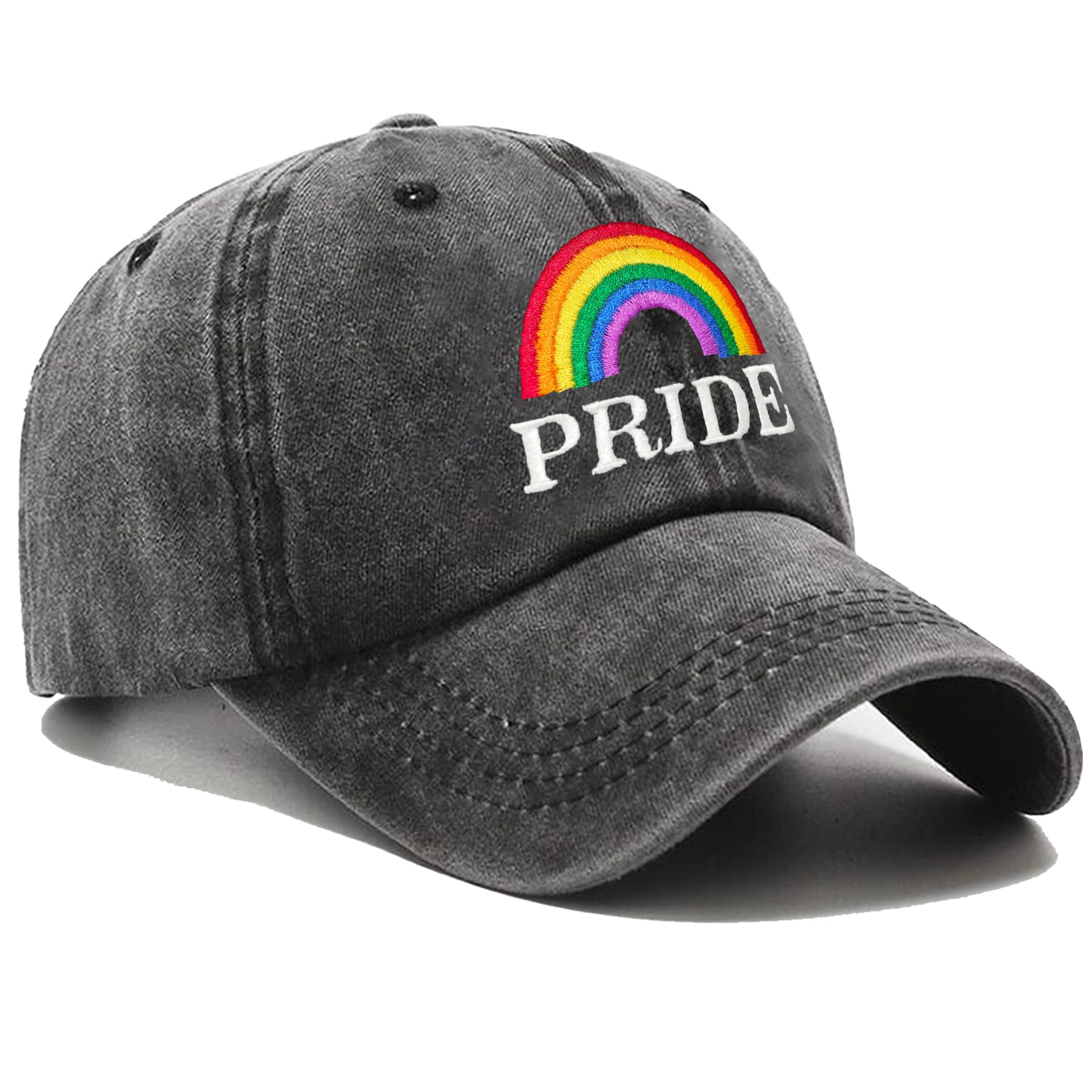 LGBT Embroidered Baseball Hat Pride Rainbow Denim Hats Pride Baseball Hats LGBT Embroidery Hat for Men Women Black