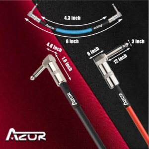 AZOR Guitar Patch Cables Right Angle,12 cm Instrument Cables for Guitar Bass Effect Pedals 6 Pack (Multicolored)