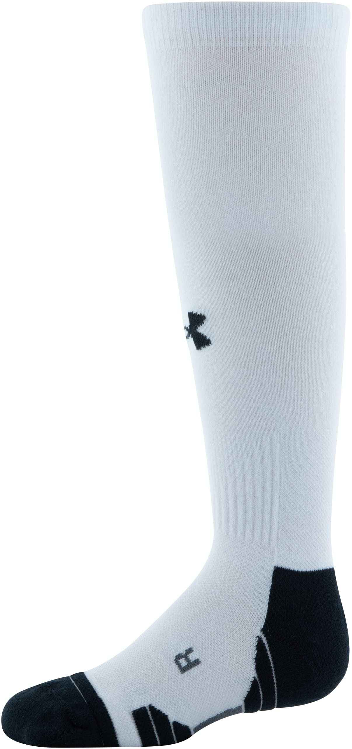 Under Armour Youth Team Over-The-Calf Socks, 1-Pair, White/Black/Black, Small